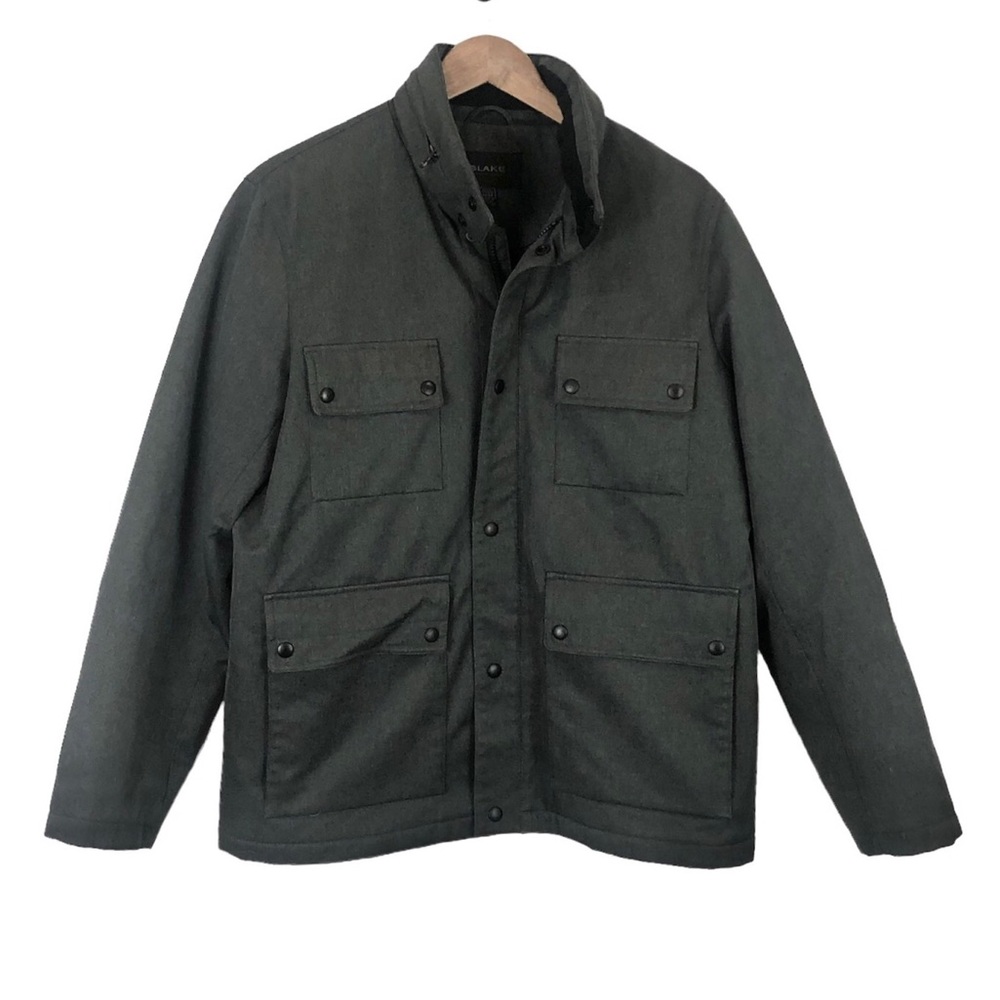 Blake Gray Patch Pocket Jacket Coat With Hideaway… - image 1